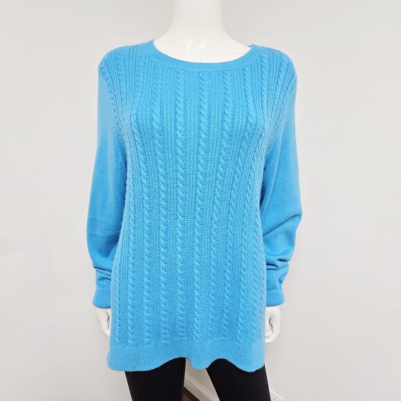 Talbots Sweater Womens Size XL Turquoise Cable Knit Button Shoulder Stretch NWT - Picture 1 of 9